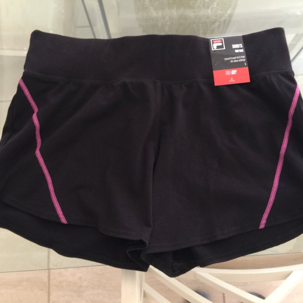 NWT Women's Shorts Fila sport Black pink Gym Workout Size large